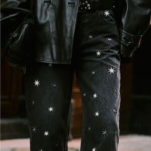 We The Free Deep Trance Shine Embroidered Dropped Boyfriend Jeans SIZE 27 NWT